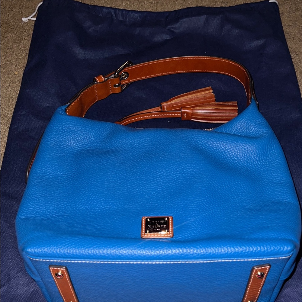 Dooney & Bourke Vibrant Blue Hobo Bag with Tan Accents - Picture 6 of 6
